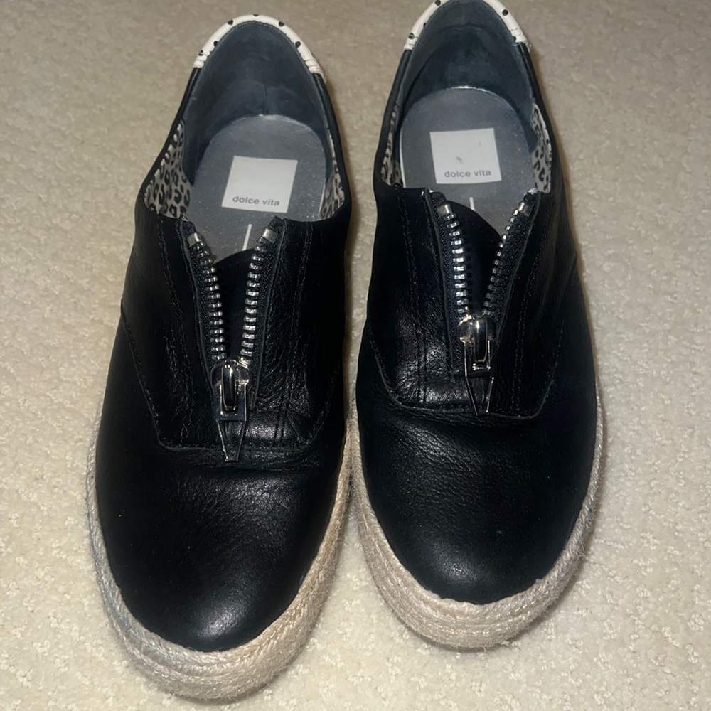 DOLCE VITA Womens Platform Zip-Up Leather Sneakers